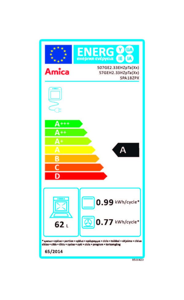 Amica 57GEH2.33HZPTA(XX) Approche cuisine cm. 50 - 4 feux gaz - 1 four électrique - noir/inox - Image 3